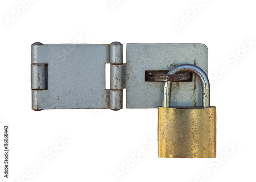 Old lock isolated on white background