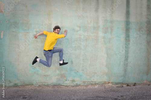 Happy jumping man