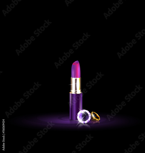 purple lipstick and crystals