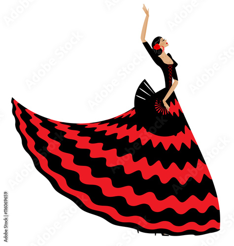 woman flamenco with black fan
