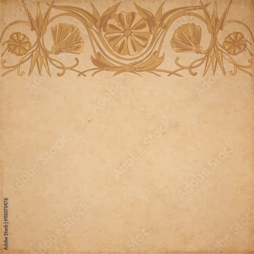 Floral parchment background in art nouveau style with copy space