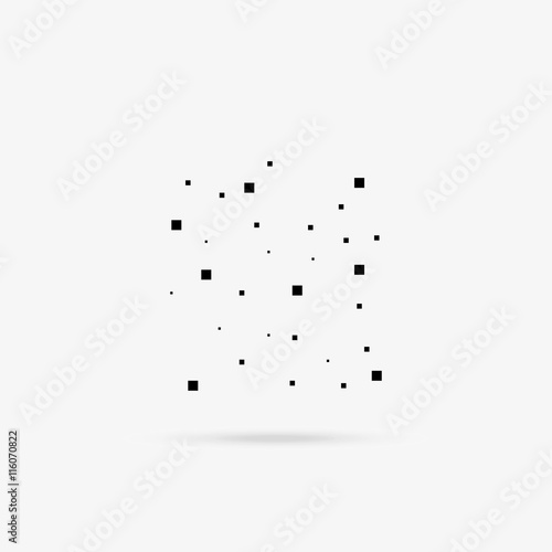 Abstract of squares of different sizes on a gray background