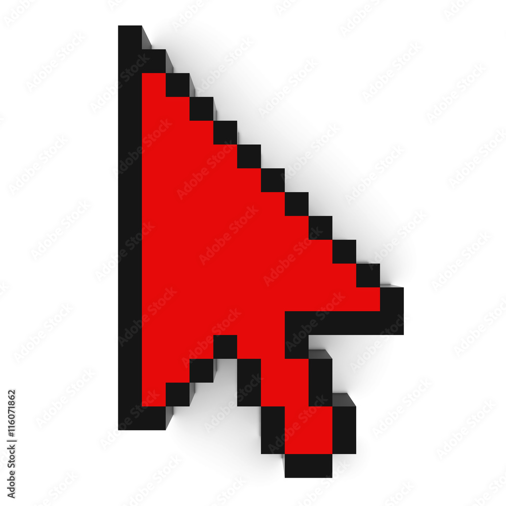 Arrow Cursor Pixelated Red Computer Pointer 3D Illustration Arrow Cursor Pixelated Red Computer Pointer 3D Illustration