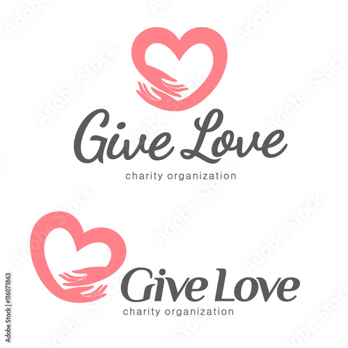 Logo for charity and care. Logo for the orphanage, elderly care. Give love 