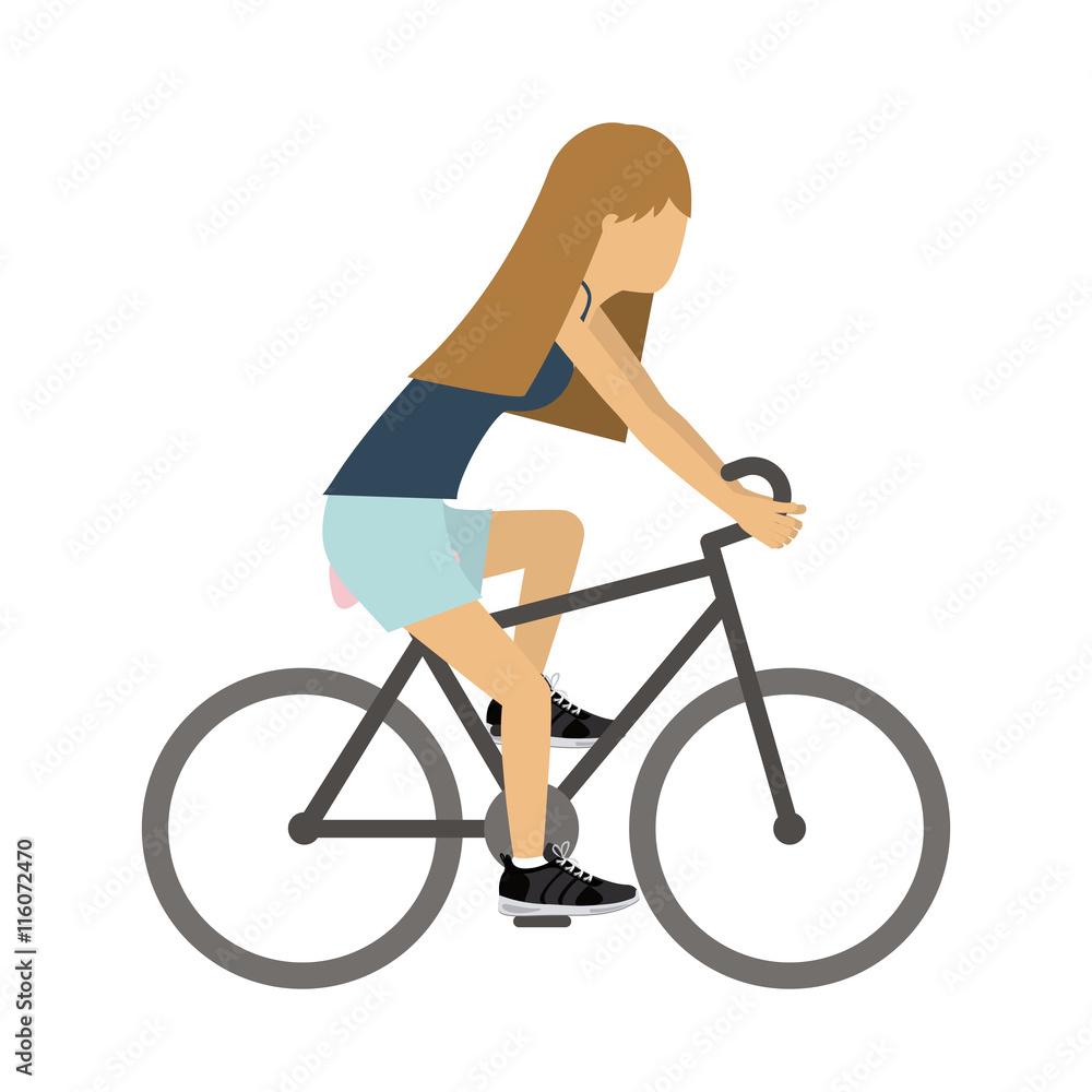 female athlete practicing biking isolated icon design, vector illustration graphic female athlete practicing biking isolated icon design, vector illustration graphic