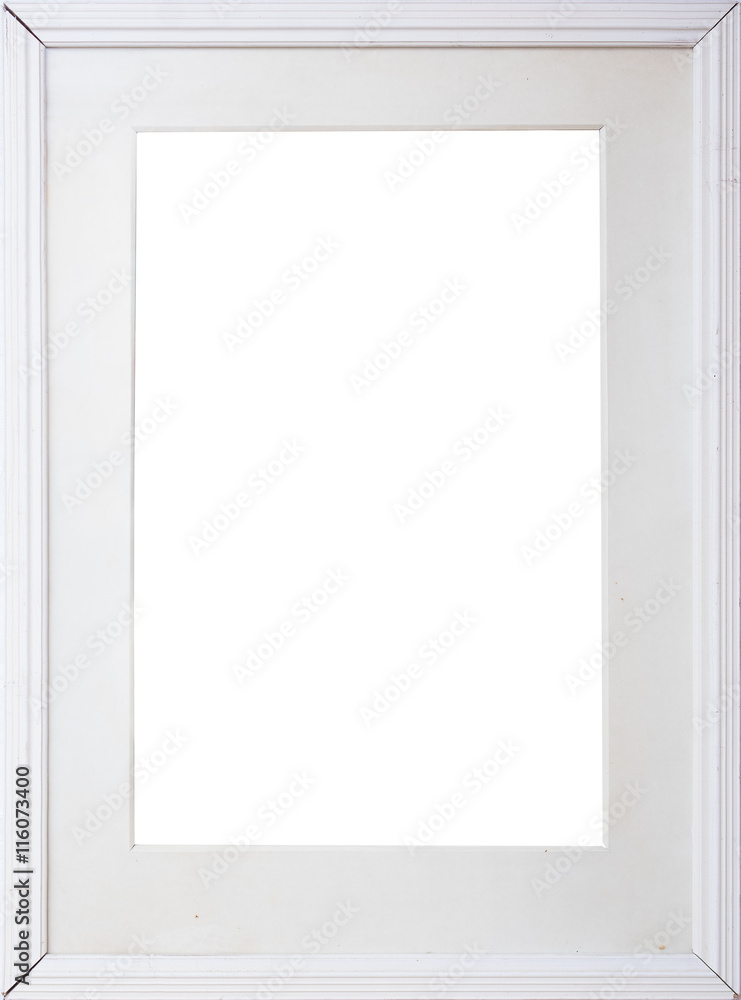 Obraz premium antique light wooden frame isolated on white background