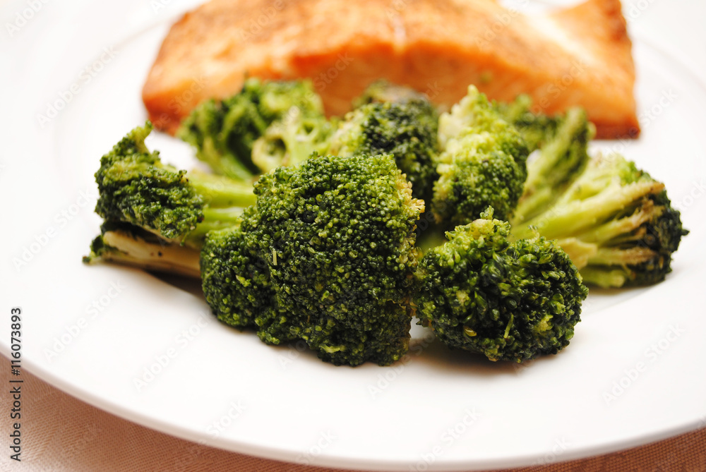 Broccoli with a Side of Fresh Baked Salmon Broccoli with a Side of Fresh Baked Salmon