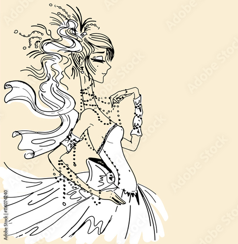 Wedding invitation with bride