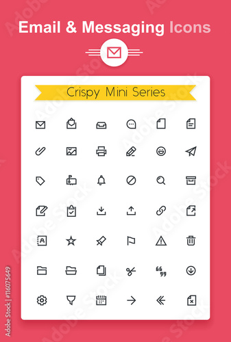 Vector line email and messaging app tiny icon set. Minimalistic crisp contour icons for the best recognition in small size use