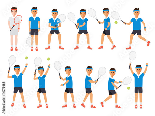 Tennis players, tennis sport athletes in actions