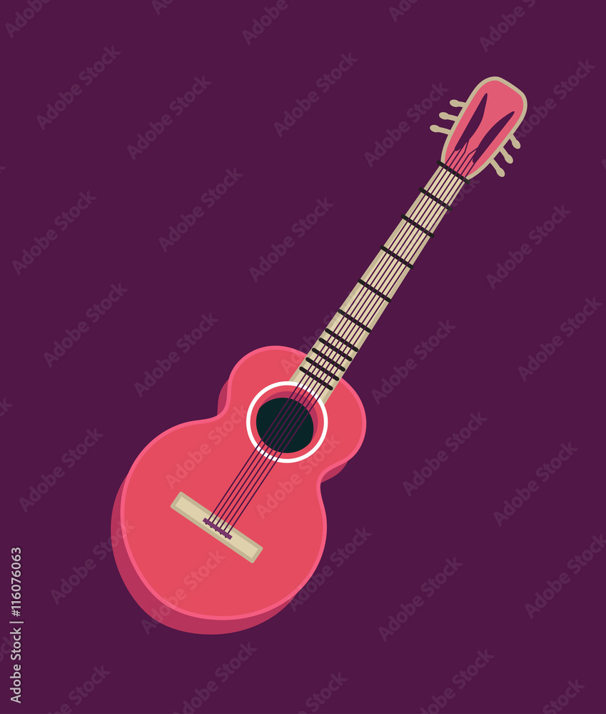 Classical acoustic guitar. Isolated silhouette classic guitar. Musical string instrument. Vector illustration in flat style Classical acoustic guitar. Isolated silhouette classic guitar. Musical string instrument. Vector illustration in flat style