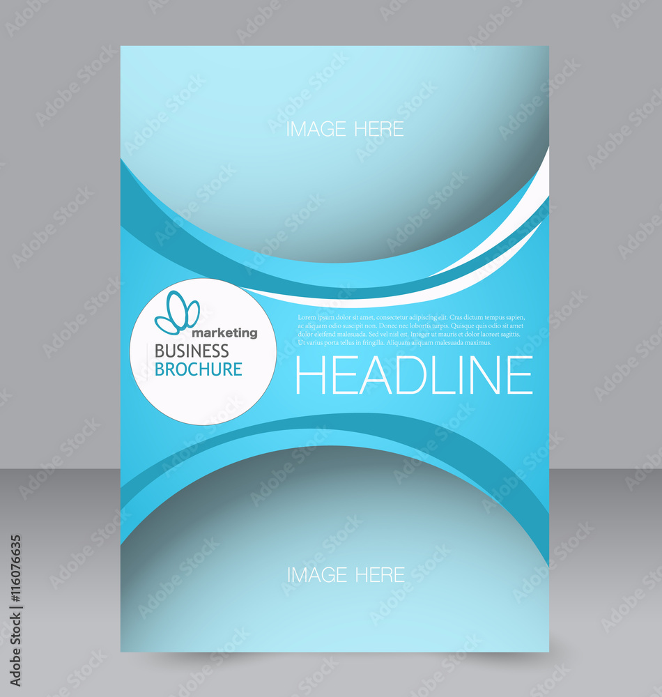 Fototapeta premium Corporate business flyer brochure design template. To be used for magazine cover, business mockup, education, presentation, report. Blue color.