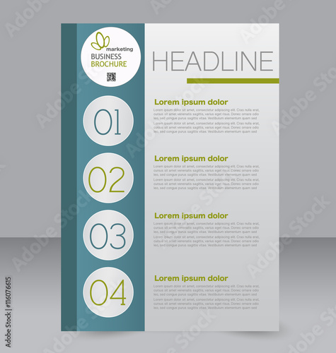 Corporate business flyer brochure design template. To be used for magazine cover, business mockup, education, presentation, report. Blue and green color.