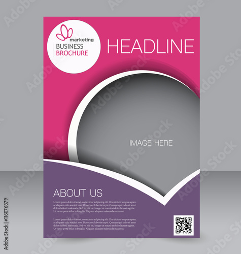 Corporate business flyer brochure design template. To be used for magazine cover, business mockup, education, presentation, report. Pink and purple color.