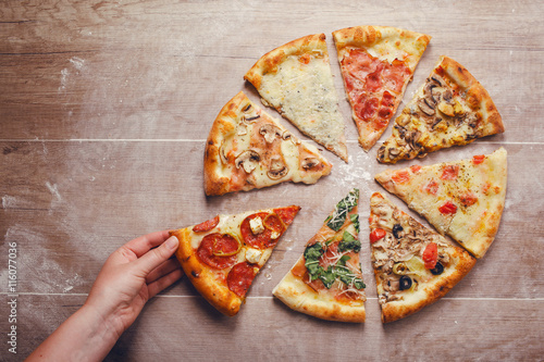 Photo slices of pizza