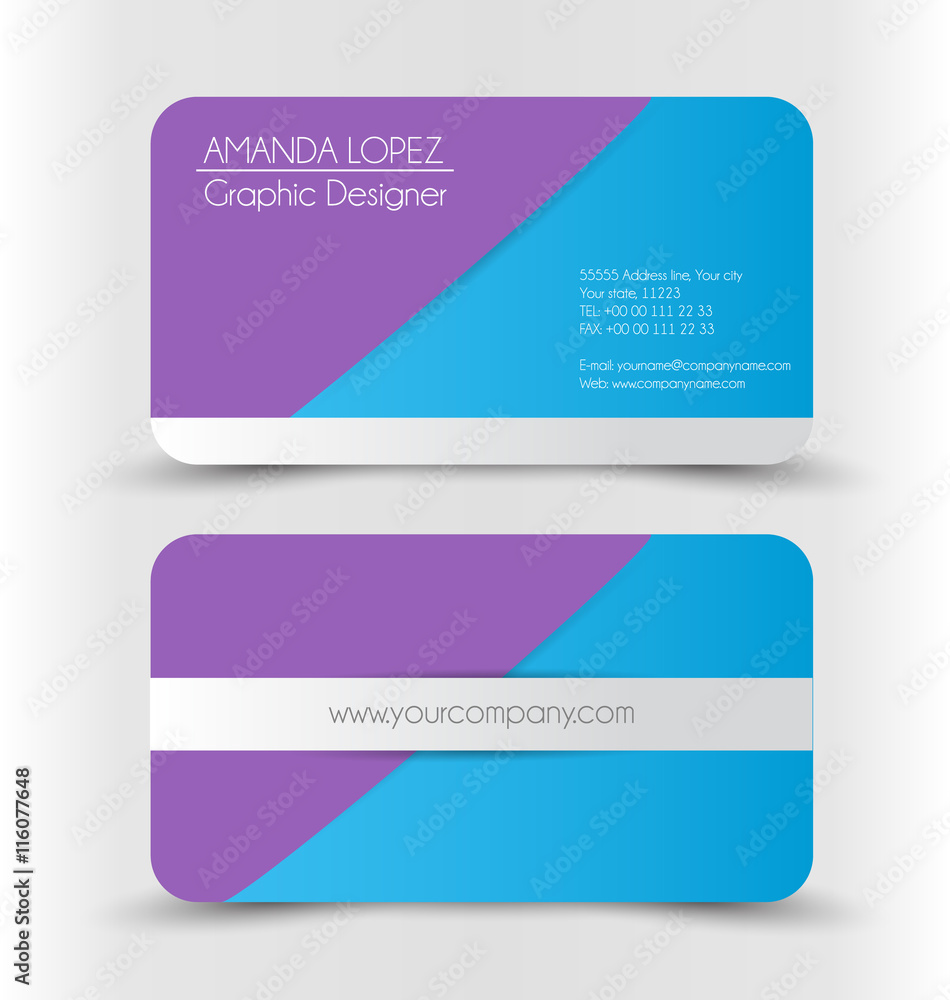 Business card set template. Purple and blue color. Vector illustration. Business card set template. Purple and blue color. Vector illustration.