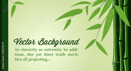 Green bamboo card design template. With place for your text