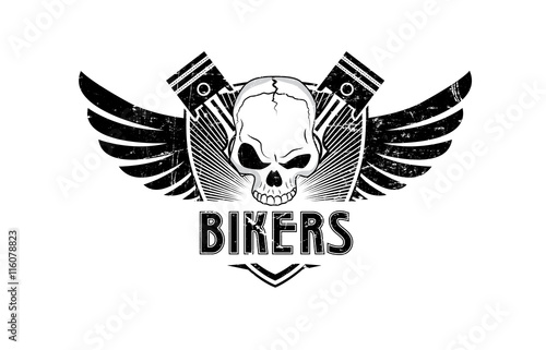 Skull wings pistons flat logo
