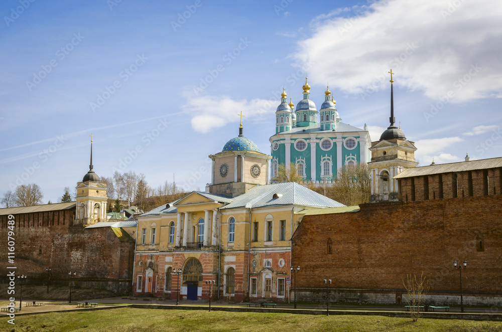 Holy assumption Cathedral. Smolensk. Russia. View from bridge. S