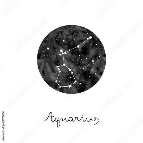 vector illustration with zodiac sign Aquarius