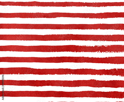 Watercolor red stripe grunge pattern.