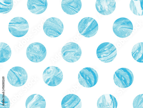 Blue marble polka dot watercolor pattern.