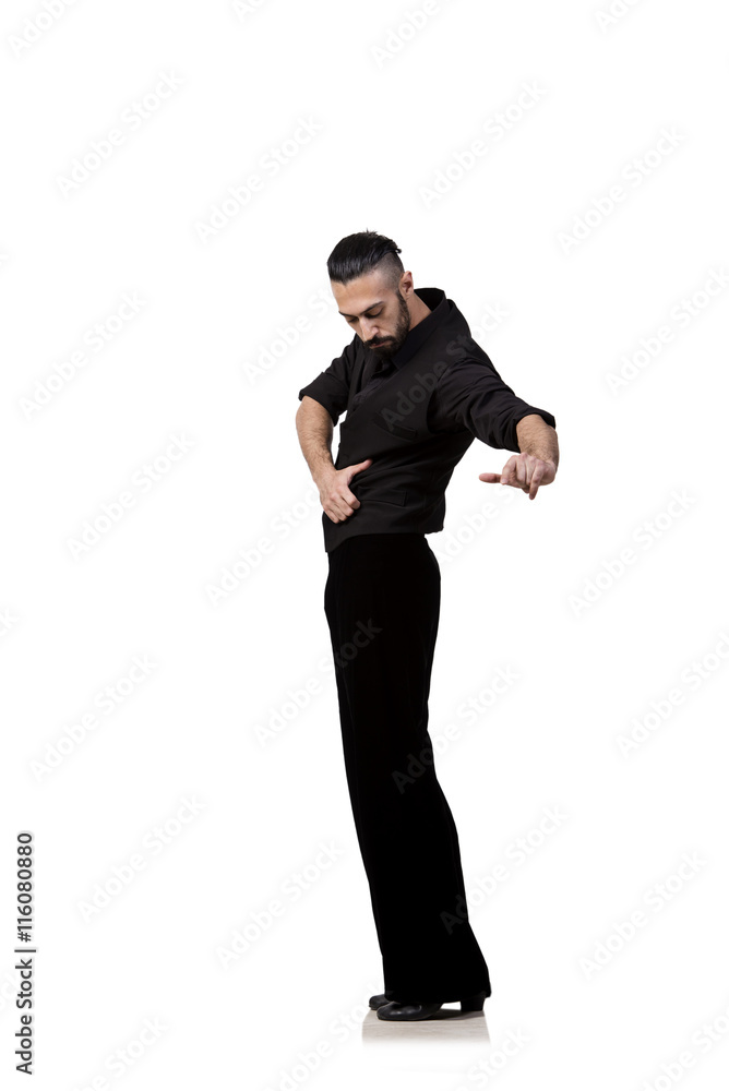 Man dancer dancing spanish dances isolated on white Man dancer dancing spanish dances isolated on white