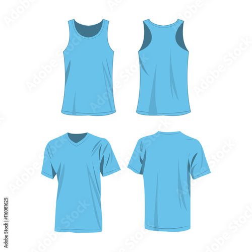 Baby blue sport top and t-shirt isolated vector set