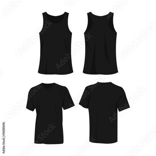 Black sport top and t-shirt isolated vector set