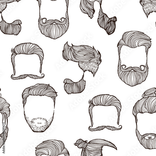 Man hairstyle. Set of hand-drawn sketches. Vector Illustration.