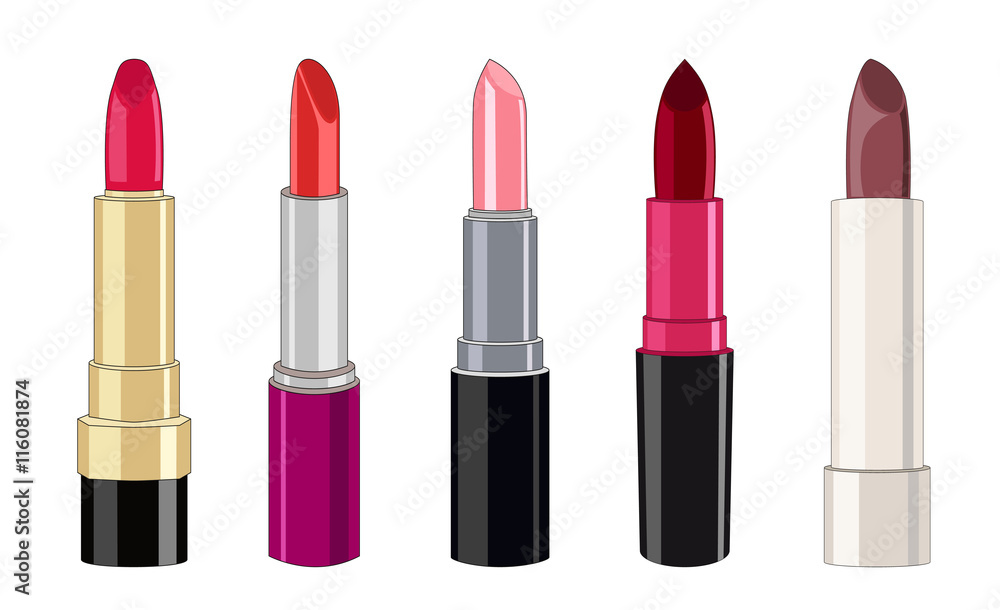 Five vector lipsticks. Five vector lipsticks.