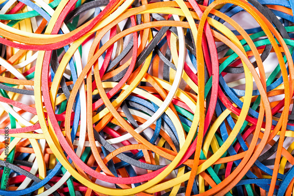 Colorful elastic bands close up Colorful elastic bands close up