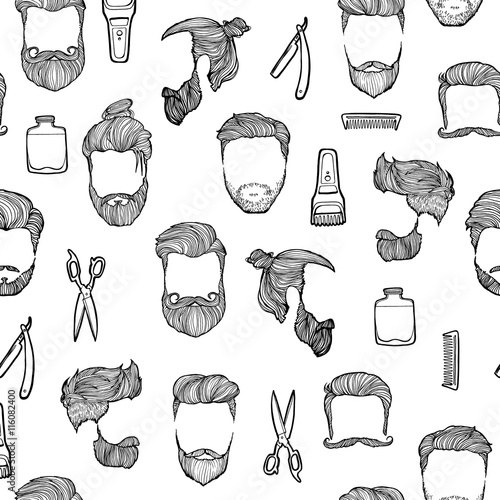 Man hairstyle. Set of hand-drawn sketches. Barbershop.