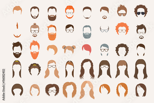 Set of icons. Hearstyle and beards.
