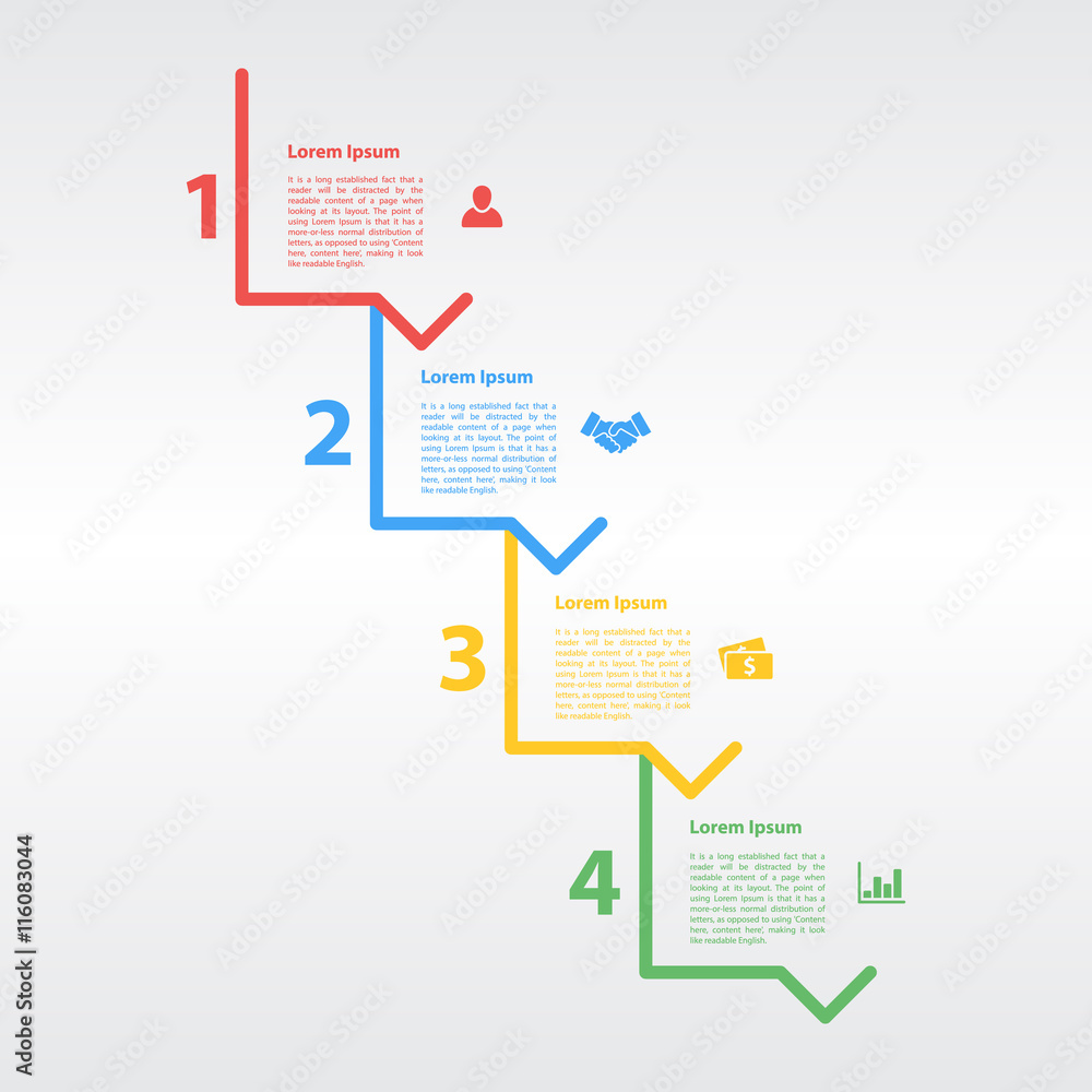 four steps sequence infographic layout concept vector illustration