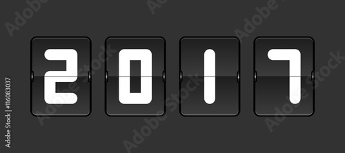 2017 in digital flip number score board on black background