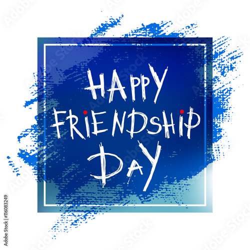 Happy friendship day lettering on blue background