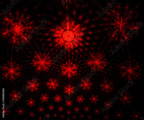 Abstract fractal fantasy red stars pattern