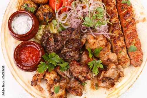 Meat dish on white background