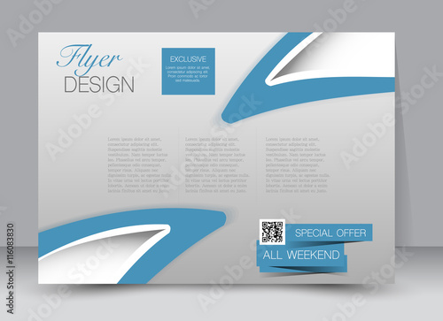 Flyer, brochure, billboard, magazine cover template design landscape orientation for education, presentation, website. Blue color. Editable vector illustration.