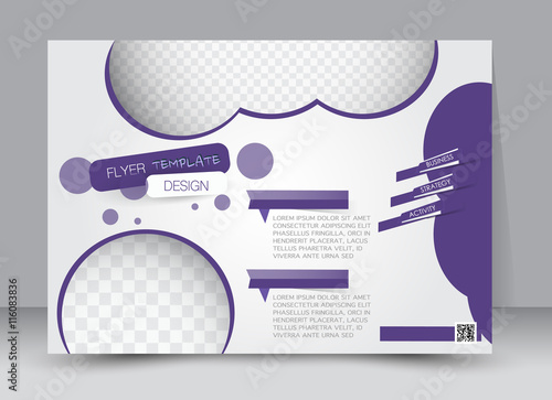 Flyer, brochure, magazine cover template design landscape orientation for education, presentation, website. Purple color. Editable vector illustration.