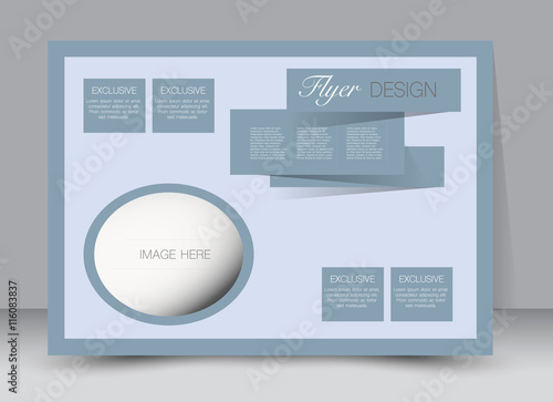 Flyer, brochure, billboard, magazine cover template design landscape orientation for education, presentation, website. Blue color. Editable vector illustration.