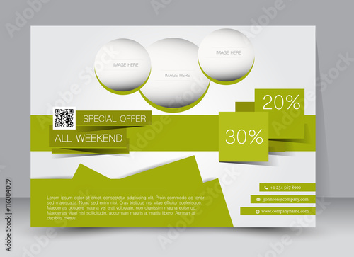 Flyer, brochure, billboard, magazine cover template design landscape orientation for education, presentation, website. Green color. Editable vector illustration.