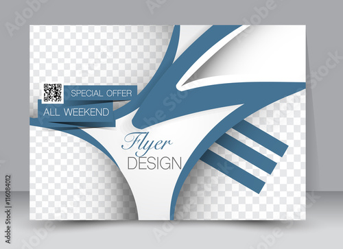 Flyer, brochure, billboard, magazine cover template design landscape orientation for education, presentation, website. Blue color. Editable vector illustration.