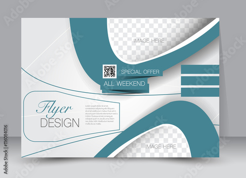 Flyer, brochure, billboard, magazine cover template design landscape orientation for education, presentation, website. Blue color. Editable vector illustration.