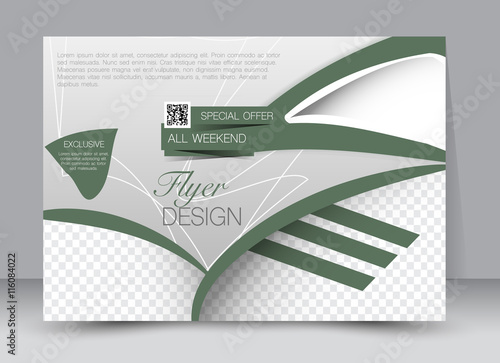 Flyer, brochure, billboard, magazine cover template design landscape orientation for education, presentation, website. Green color. Editable vector illustration.