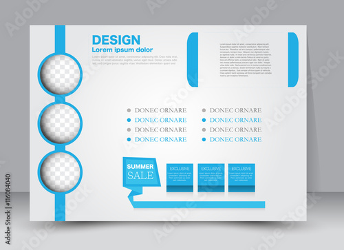Flyer, brochure, billboard, magazine cover template design landscape orientation for education, presentation, website. Blue color. Editable vector illustration.