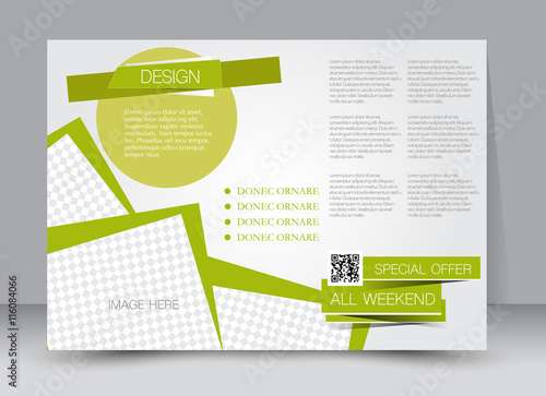 Flyer, brochure, billboard, magazine cover template design landscape orientation for education, presentation, website. Green color. Editable vector illustration.