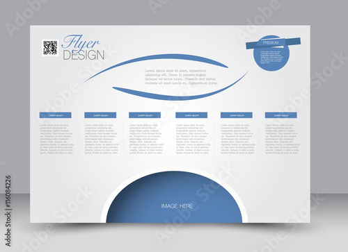 Flyer, brochure, billboard, magazine cover template design landscape orientation for education, presentation, website. Blue color. Editable vector illustration.