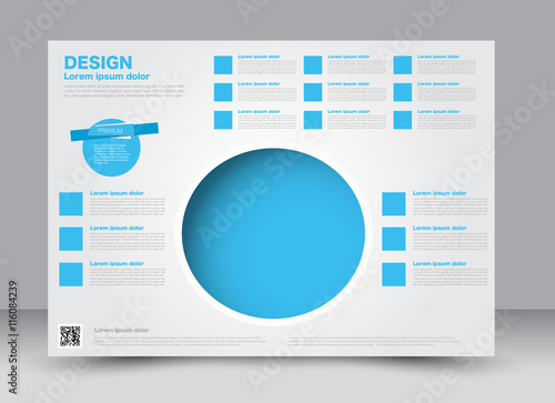 Flyer, brochure, billboard, magazine cover template design landscape orientation for education, presentation, website. Blue color. Editable vector illustration.